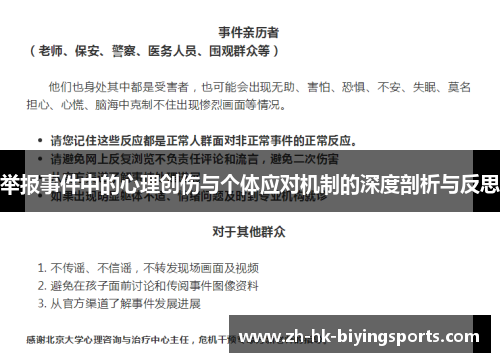 举报事件中的心理创伤与个体应对机制的深度剖析与反思
