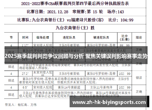 2025赛季裁判判罚争议回顾与分析 聚焦关键误判影响赛事走势