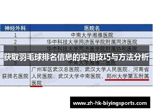 获取羽毛球排名信息的实用技巧与方法分析